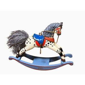 Hallmark 1984 Rocking Horse Ornament With Gold Bridle & Saddle